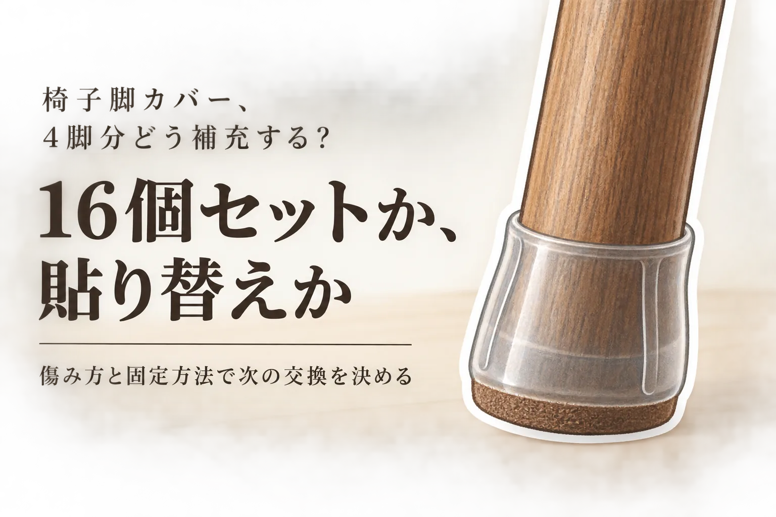 レビュー数が多い椅子脚カバー16個を比較｜貼り替え用フェルトと4脚分の補充方法